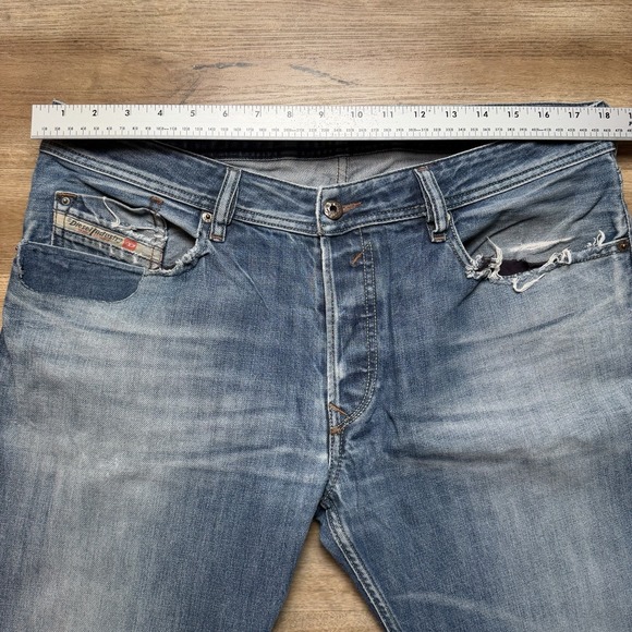 Diesel Waykee Jeans Men 36x30 Blue Straight Leg Medium Wash Faded Denim 0806U - Picture 12 of 16